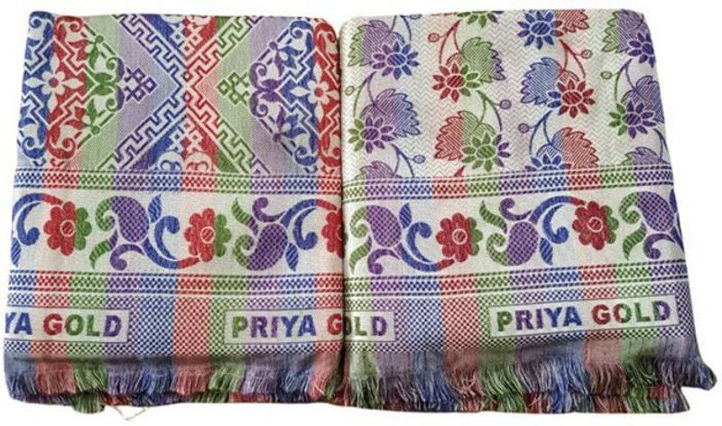 Tulsi Handloom 140 TC Cotton Single Floral Flat Bedsheet  (Pack of 2, Multicolor)