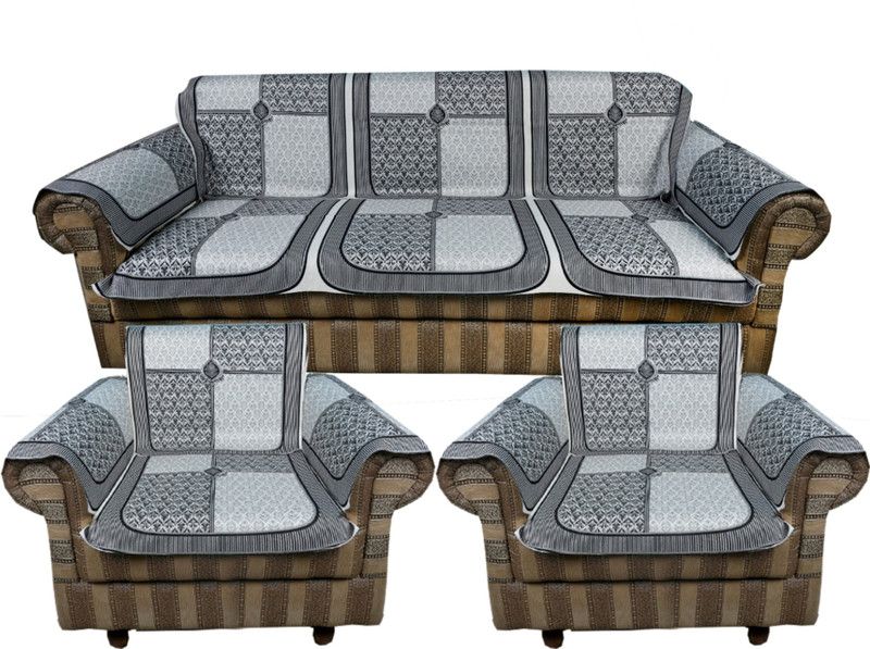 TANLOOMS Velvet Geometric Sofa Cover  (Black, Silver Pack of 12)