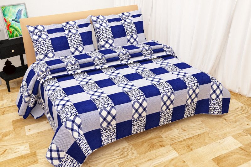 SpeedDecor 144 TC Polycotton Double Printed Flat Bedsheet  (Pack of 1, Multiclor)