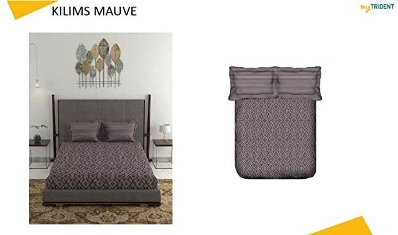 TRIDENT 140 TC Cotton Double Printed Flat Bedsheet  (Pack of 1, Kilims Mave)