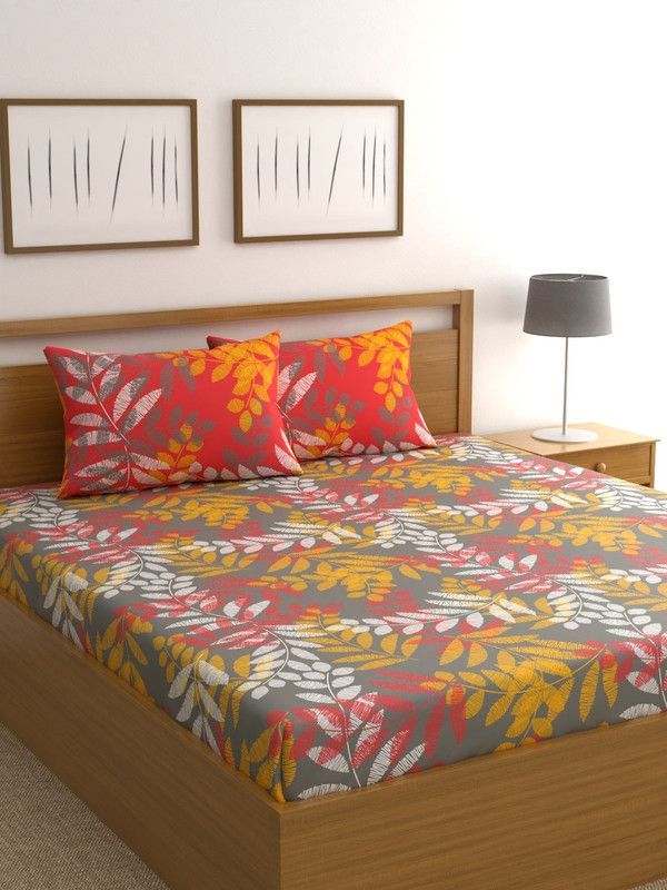 Raymond Home 144 TC Cotton Double Printed Flat Bedsheet  (Pack of 1, Multicolor)