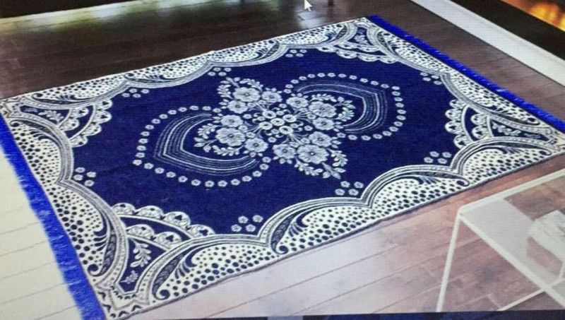 MS VISHU Blue Cotton Carpet  (121 cm, X 183 cm, Rectangle)