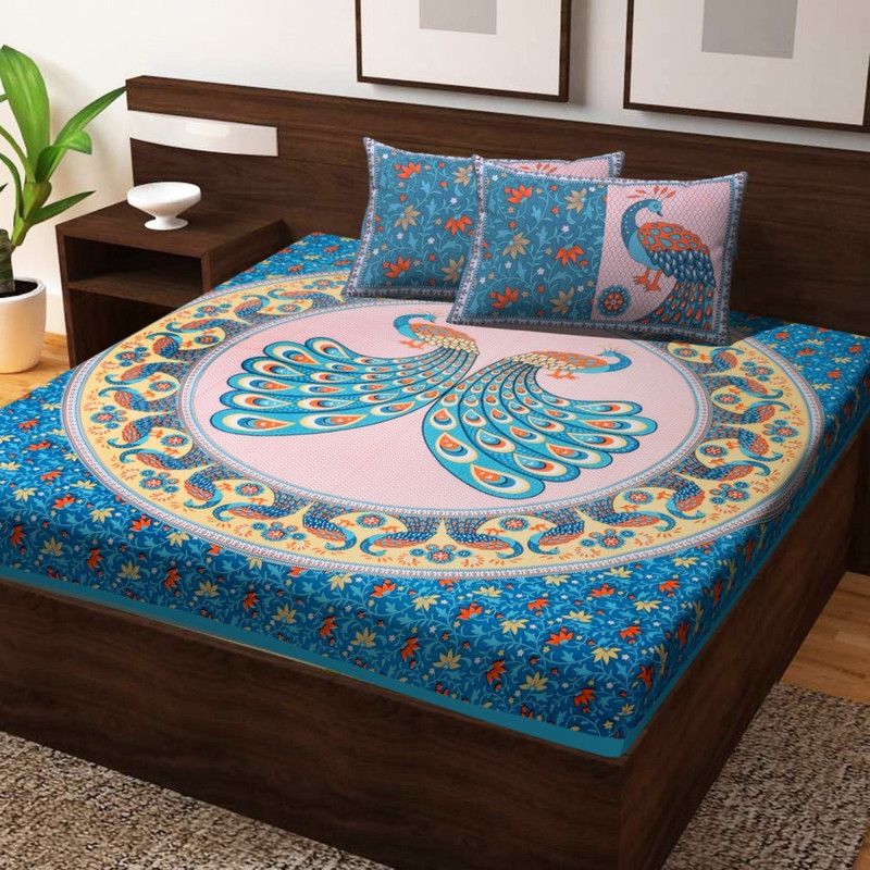 Rawal Fashions 144 TC Cotton Double Floral Flat Bedsheet  (Pack of 1, Multicolor)