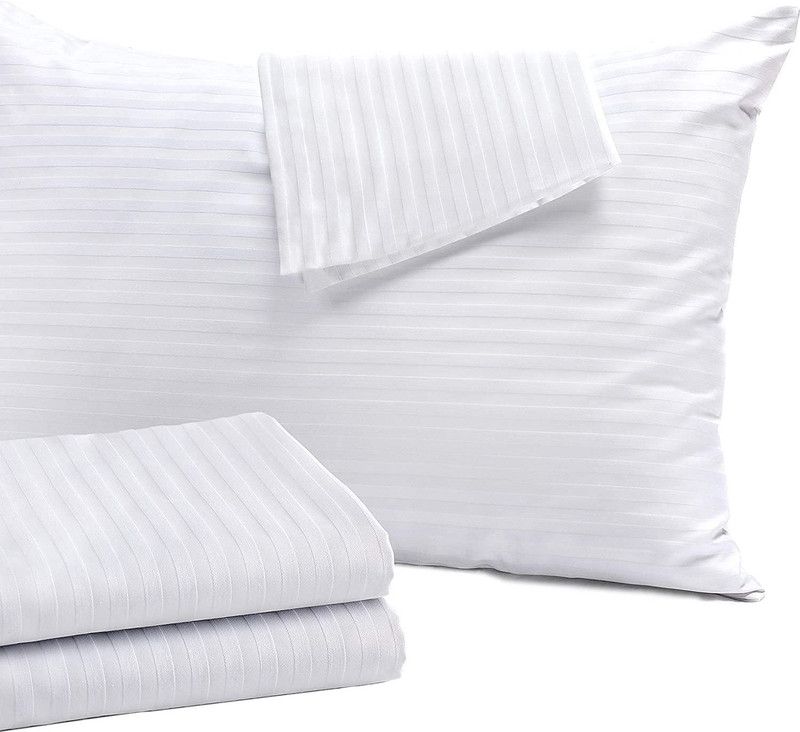 RAMESHTH Microfibre Stripes Sleeping Pillow Pack of 2  (White)