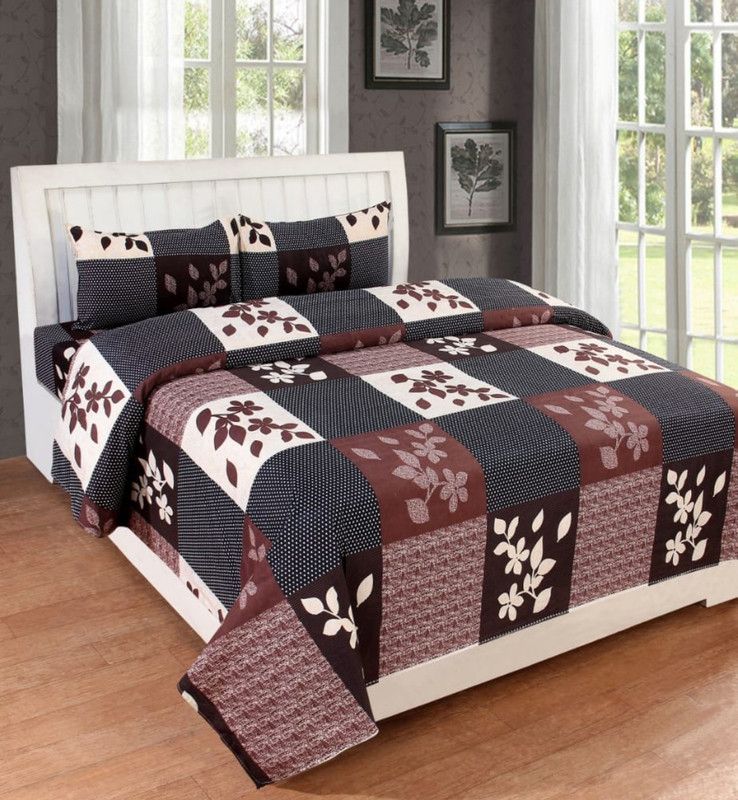 KESHAV 160 TC Polycotton Double Checkered Flat Bedsheet  (Pack of 1, Multi16)