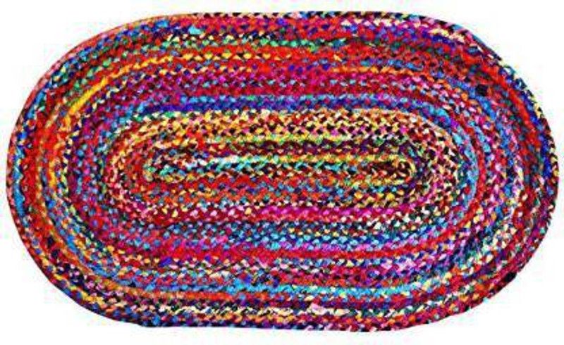 RAMAN TEXTILES Multicolor Cotton Carpet  (243 cm, X 304 cm, Oval)