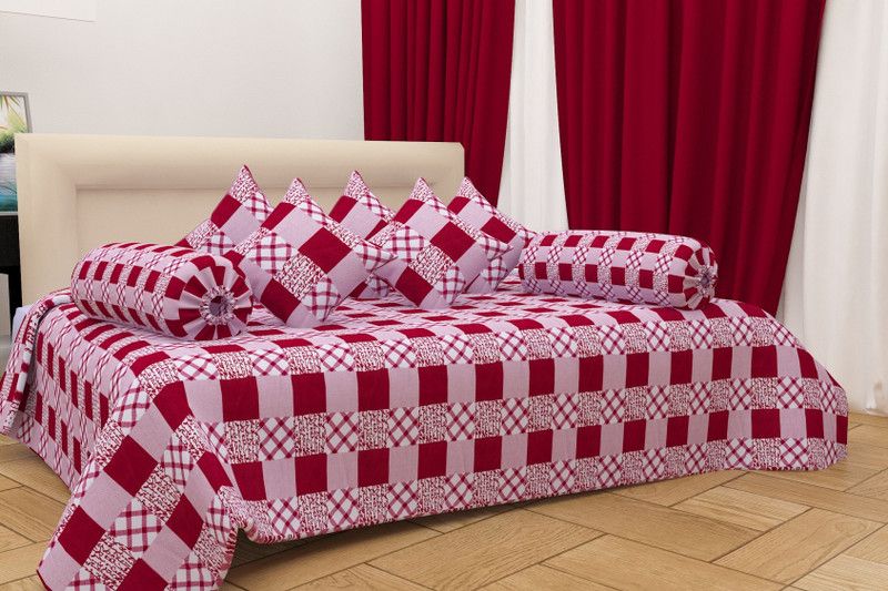 Hot Dealzz Cotton Abstract Diwan Set  (Pink)