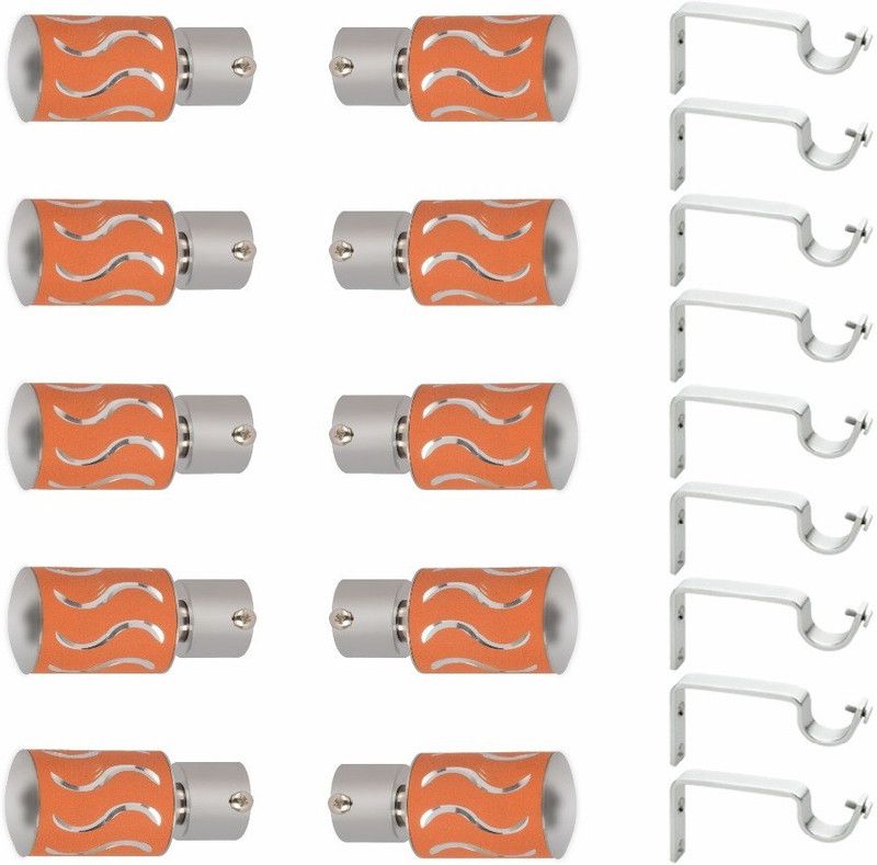 SUNGROW Orange, Silver Rod Rail Bracket, Curtain Knobs Metal  (Pack of 20)