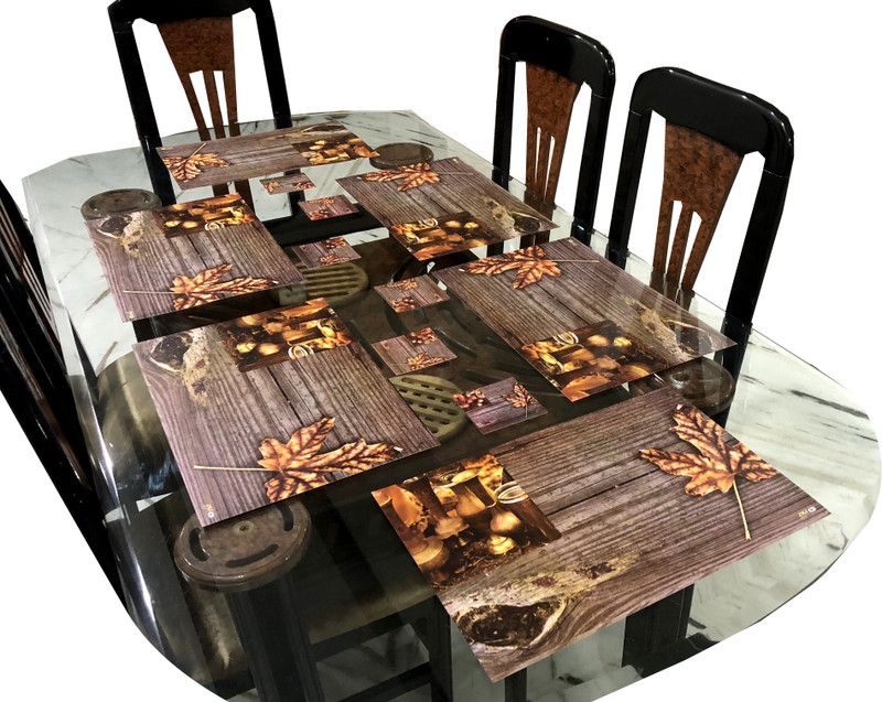LaVichitra Rectangular Pack of 12 Table Placemat  (Multicolor, PVC)