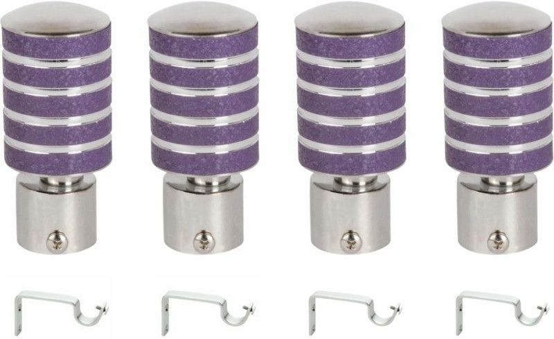 ZAPEX Silver, Purple Rod Rail Bracket, Curtain Knobs Metal