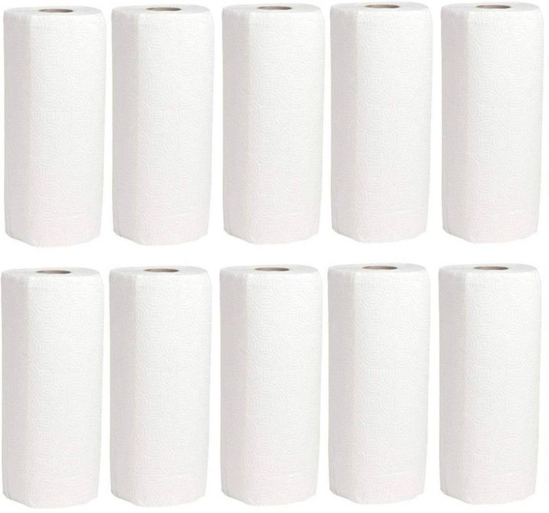 Joe Creations Kitchen Towel Highly Absorbent , 10 Roll x 50 Pulls each White Paper Napkins  (10 Sheets)
