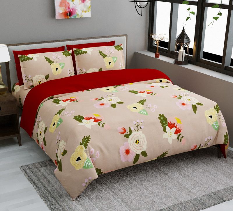 DIGITRENDZZ 280 TC Cotton Double Floral Flat Bedsheet  (Pack of 1, Multicolor)