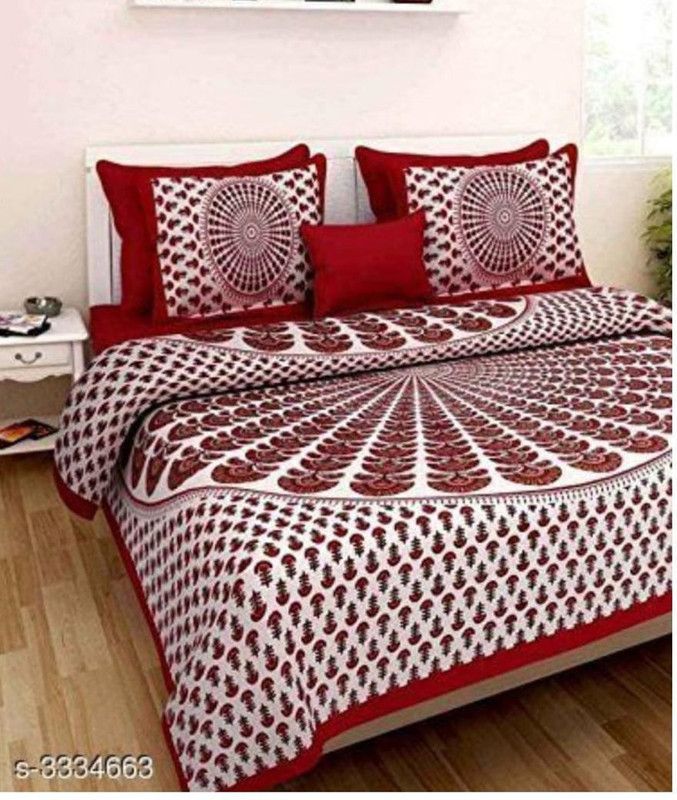 BRONOFEB 235 TC Cotton Queen Printed Flat Bedsheet  (Pack of 1, Multicolor)