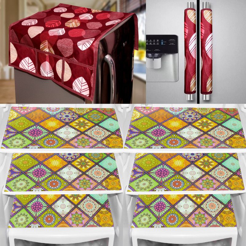KANUSHI Refrigerator Cover  (Width: 99 cm, maroon)