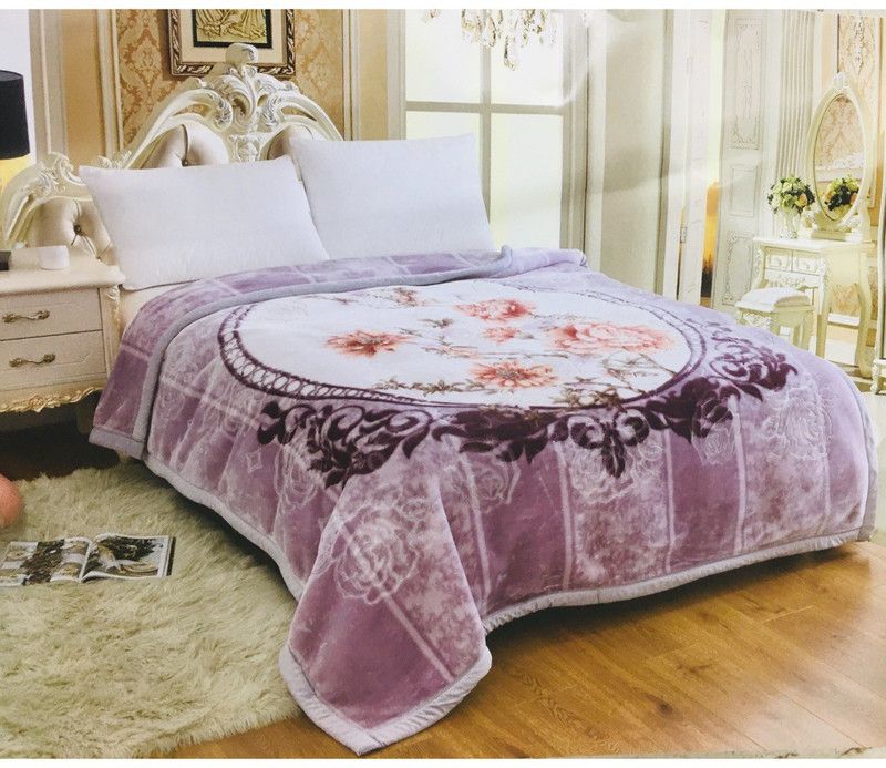 Byloom Floral Double Mink Blanket for Heavy Winter  (Polyester, Purple)