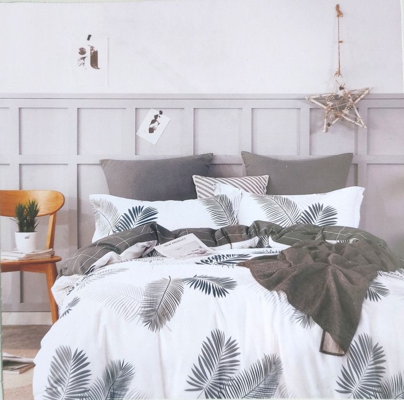 Refinish Home 300 TC Cotton King Printed Flat Bedsheet  (Pack of 1, White)