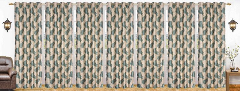 Flossy 212 cm (7 ft) Polyester Semi Transparent Door Curtain (Pack Of 7)  (Abstract, Aqua)