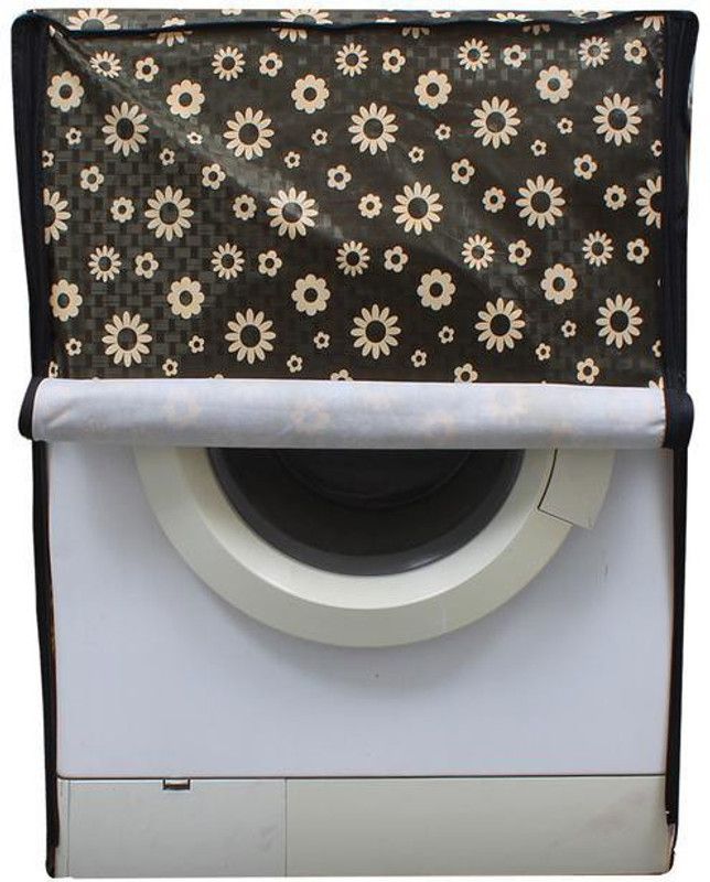 KingMatters Front Loading Washing Machine Cover  (Width: 66 cm, Beige, Black)