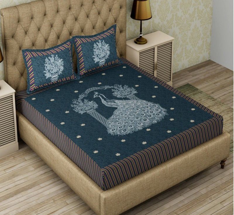 Fabrica Furnishings 250 TC Cotton Queen Printed Flat Bedsheet  (Pack of 1, Multicolor)