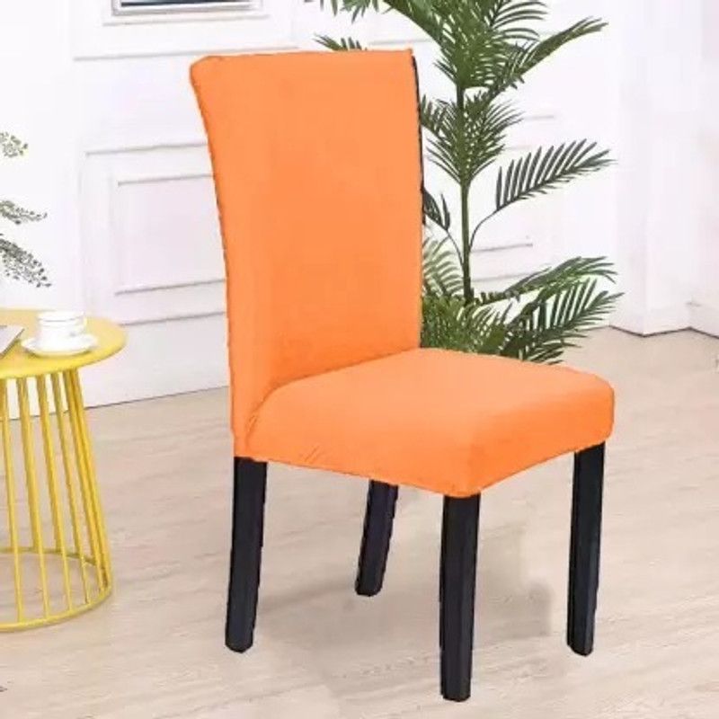 VRSS Polyester Plain Chair Cover  (ORANGE Pack of 6)