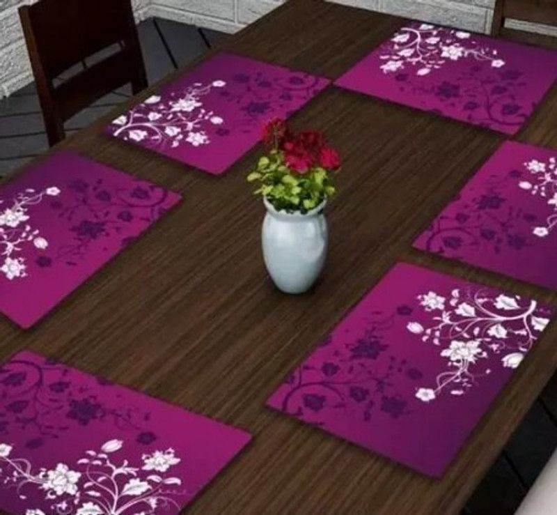 Rectangular Pack of 6 Table Placemat  (Purple, PVC)