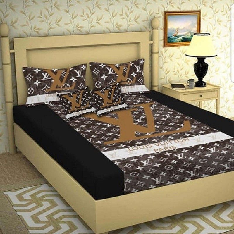 Hanubala Trends 180 TC Velvet Double 3D Printed Flat Bedsheet  (Pack of 1, Chocolate)