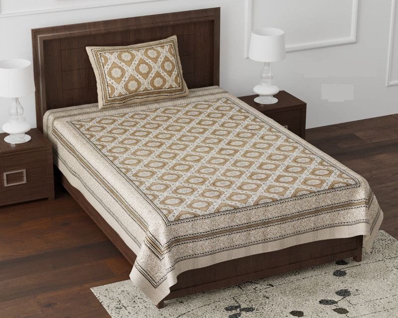 BLENZZA DECO 180 TC Cotton Single Jaipuri Prints Flat Bedsheet  (Pack of 1, Design 13)