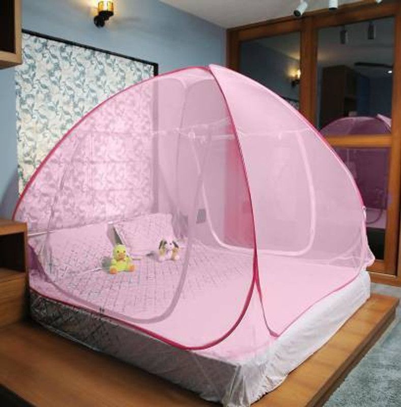 shree vinayak industries Polyester Adults Washable Tent Mosquito net Mosquito Net  (Rose-Coloured, Tent)