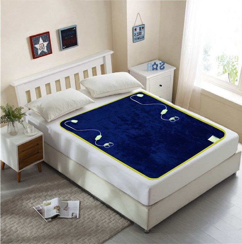 Flipkart SmartBuy Solid Double Electric Blanket for Heavy Winter  (Woollen Blend, Blue)