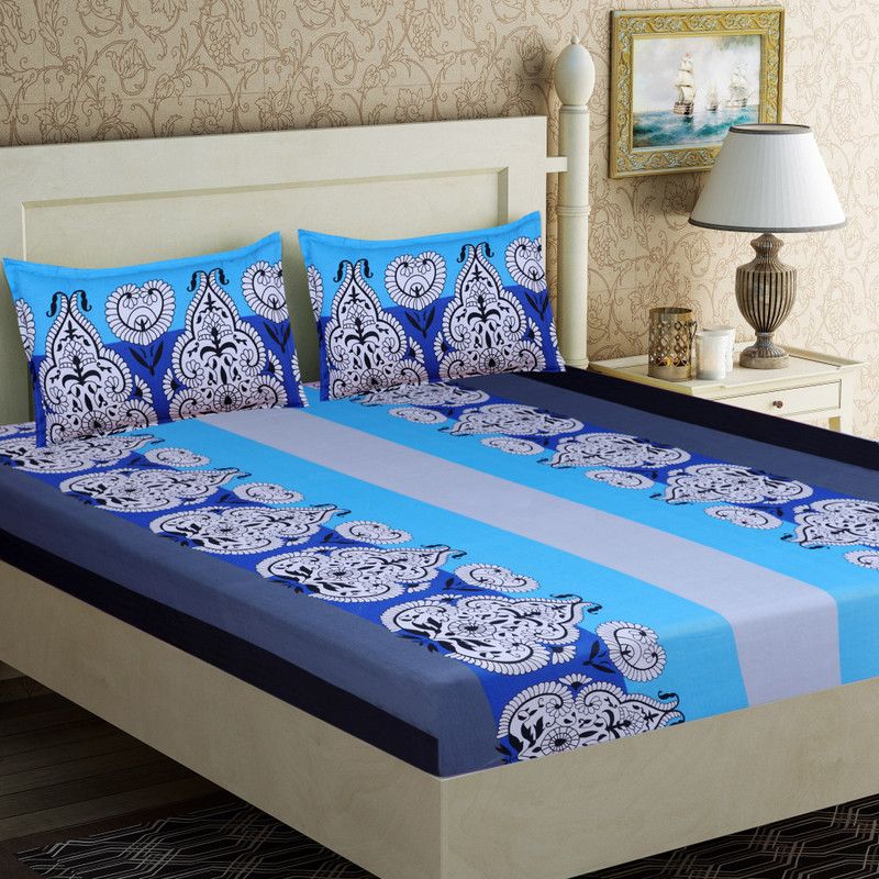 AEROHAVEN 120 TC Cotton Double Self Design Flat Bedsheet  (Pack of 1, Multicolor)