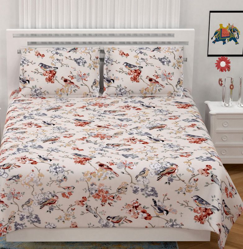 Anokhi 180 TC Cotton King Printed Flat Bedsheet  (Pack of 1, Multicolor)