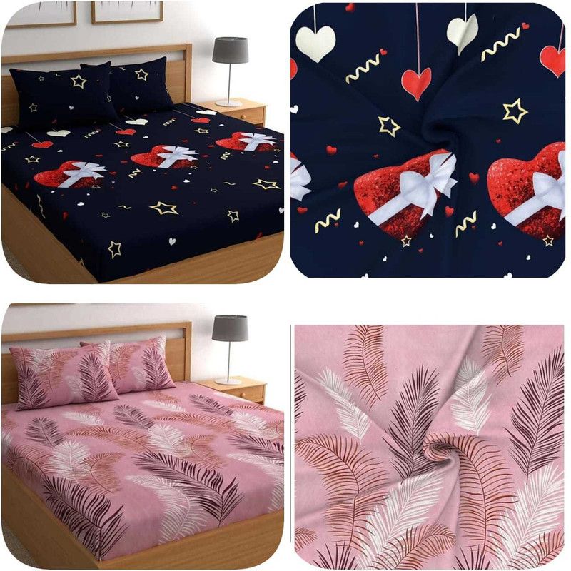 Microfiber King Printed Bedsheet  (Pack of 2, Multicolor)
