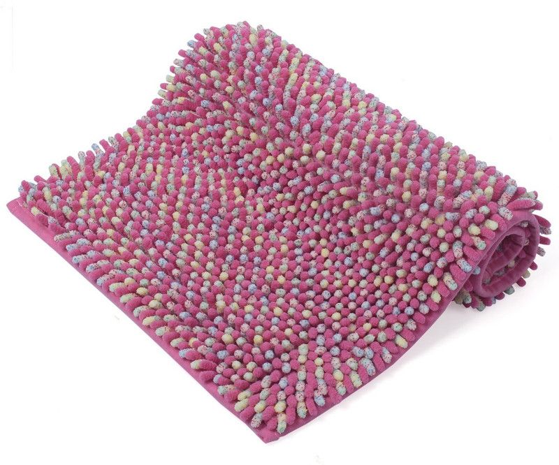 HOKiPO Microfiber Bathroom Mat  (Pink, Large)