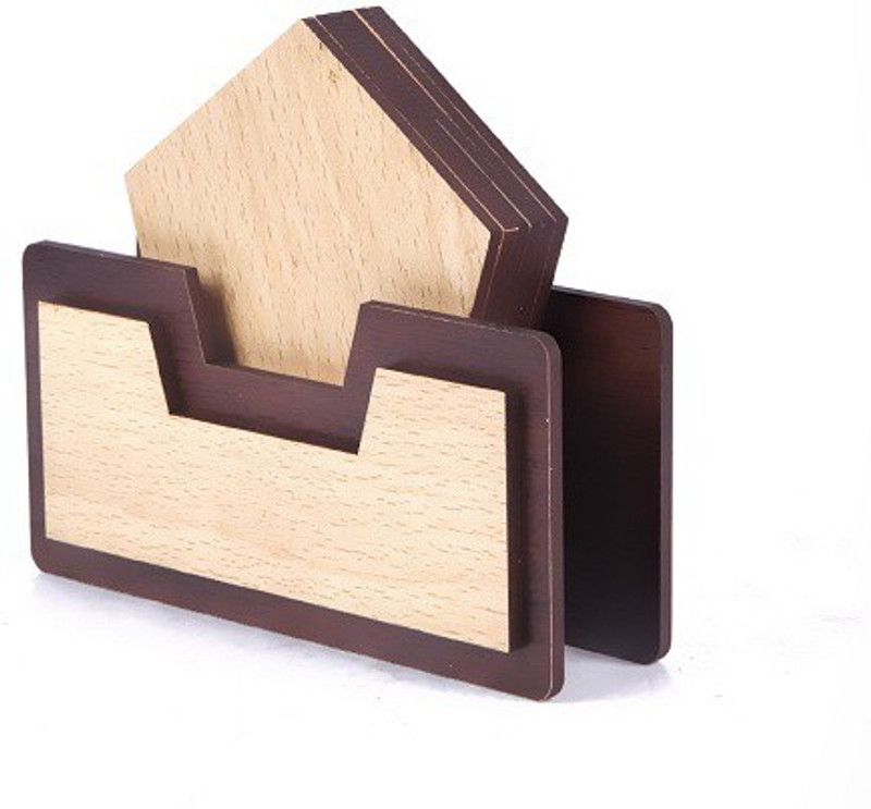 Boriva Hexagon Reversible Wood Coaster Set  (Pack of 6)