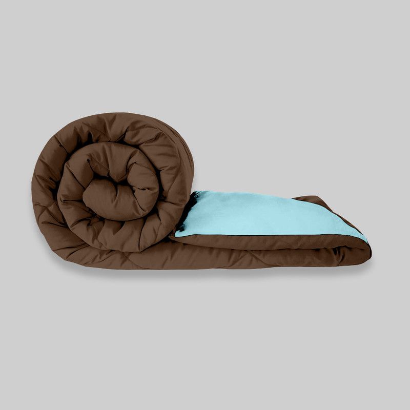 KORBIN Solid Double Comforter for Mild Winter  (Microfiber, Brown, Seagreen)