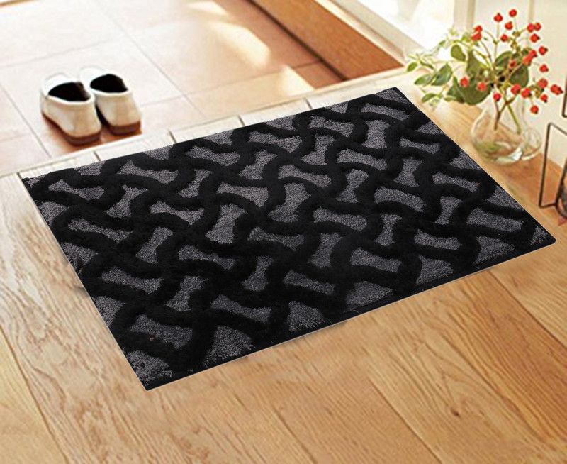 KUBER INDUSTRIES Cotton Door Mat  (Black, Free)