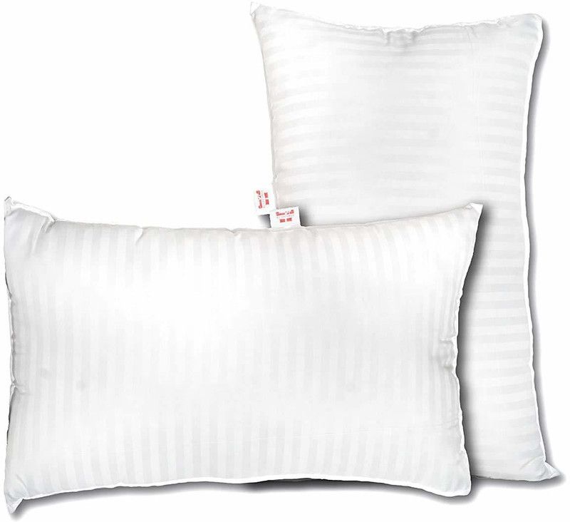 Rana Enterprises Microfibre Stripes Sleeping Pillow Pack of 2  (White)