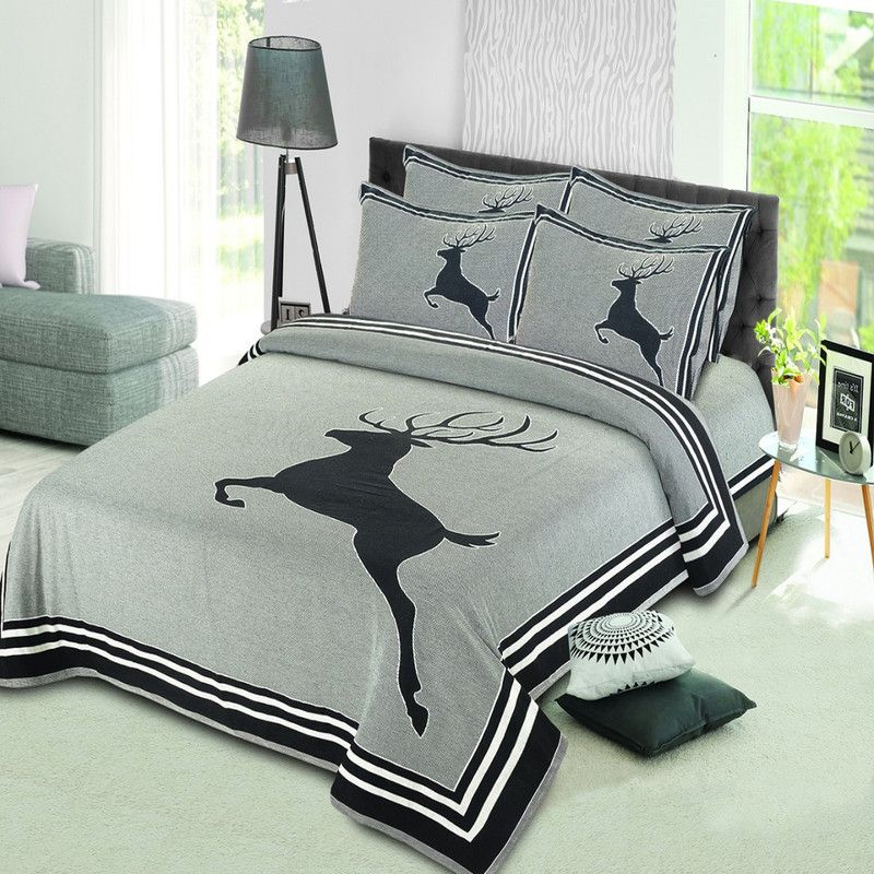 HANDTEX HOME 250 TC Cotton Double Animal Flat Bedsheet  (Pack of 3, Black)