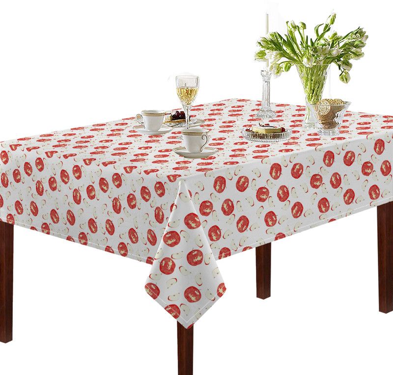 OASIS Printed 8 Seater Table Cover  (Red, Cotton)