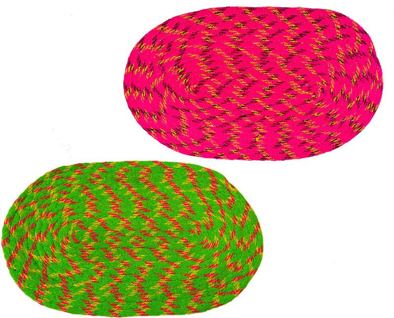 SHF Cotton Door Mat  (37X57 cm pink & parrot green, Large, Pack of 2)