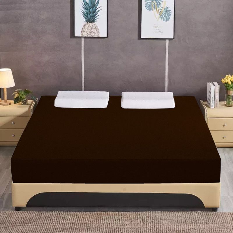 Dream Care Fitted Single Size Waterproof Mattress Cover  (Brown)