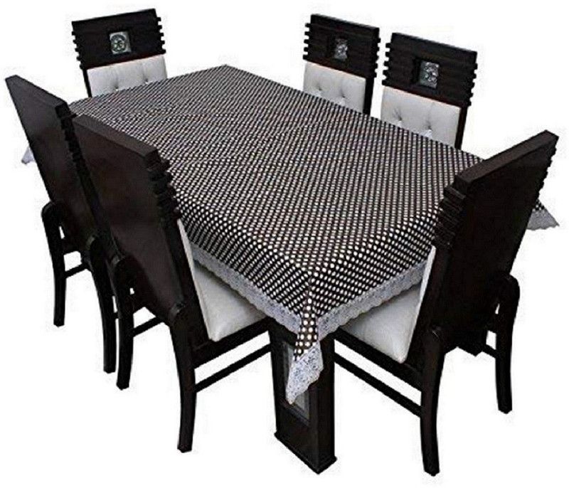 TANLOOMS Printed 8 Seater Table Cover  (Black, PVC)
