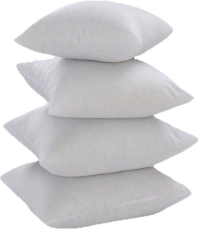Soft Touch Polyester Fibre Solid Cushion Pack of 4  (White)
