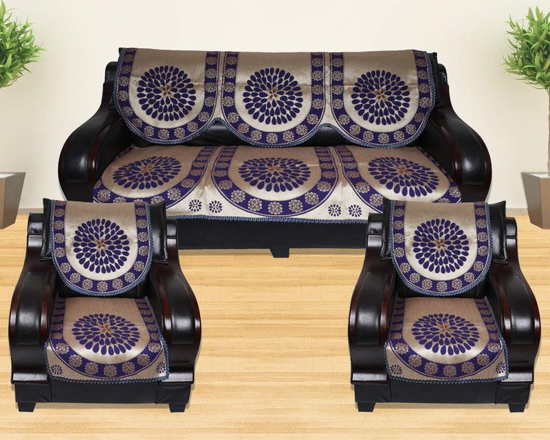 TANLOOMS Arman Blue AR Design Velvet Sofa Cover (Blue Set of 6 Pieces) Sofa Fabric  (Blue 1.75 m)