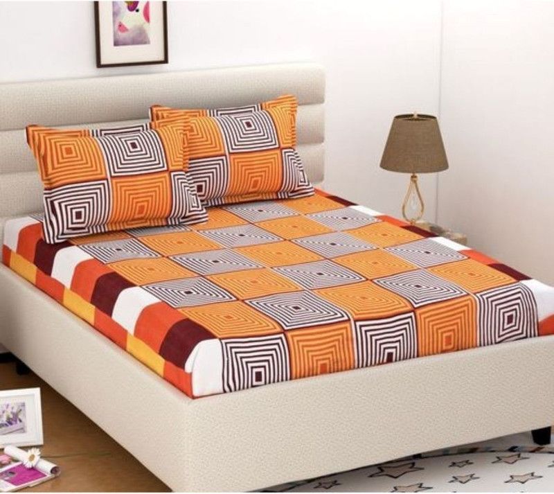 ONETOSS 140 TC Polycotton Double Printed Flat Bedsheet  (Pack of 1, Multicolor)