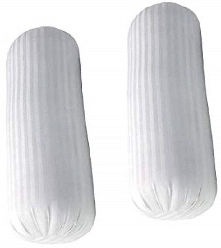 Romance Polyester Fibre Stripes Bolster Pack of 2  (LINING SATIN WHITE)