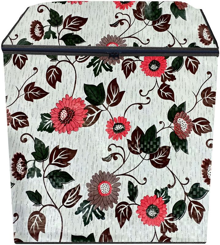 AAVYA UNIQUE FASHION Semi-Automatic Washing Machine Cover  (Width: 81.28 cm, White,Redflower)