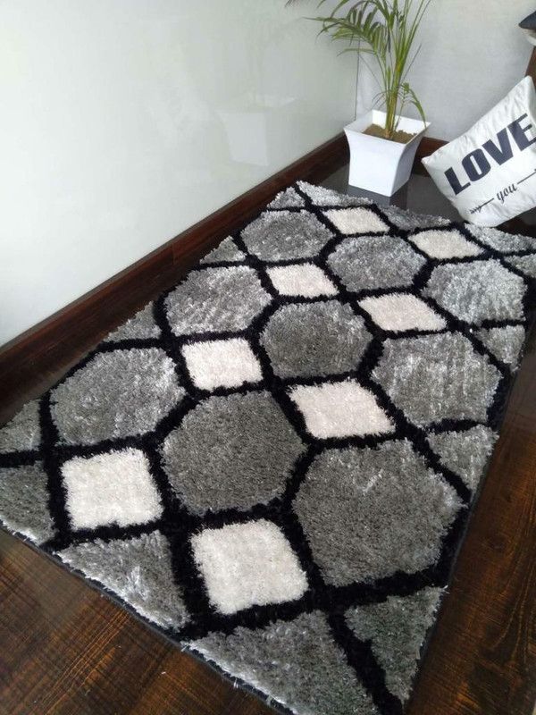 shopgallery Black Polyester Carpet  (92 cm, X 153 cm, Rectangle)