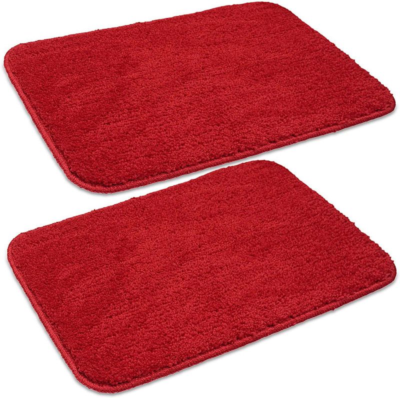 AK Decor Microfiber Bathroom Mat  (Red, Medium, Pack of 2)