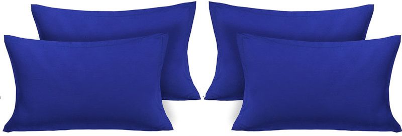 GKM Microfibre Solid Sleeping Pillow Pack of 4  (Blue)